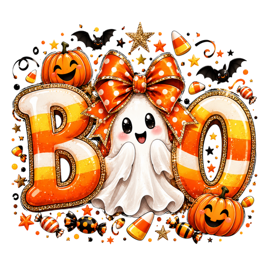 Candy Corn Boo Ghost Halloween PNG | Cute Ghost & Pumpkin Digital Download