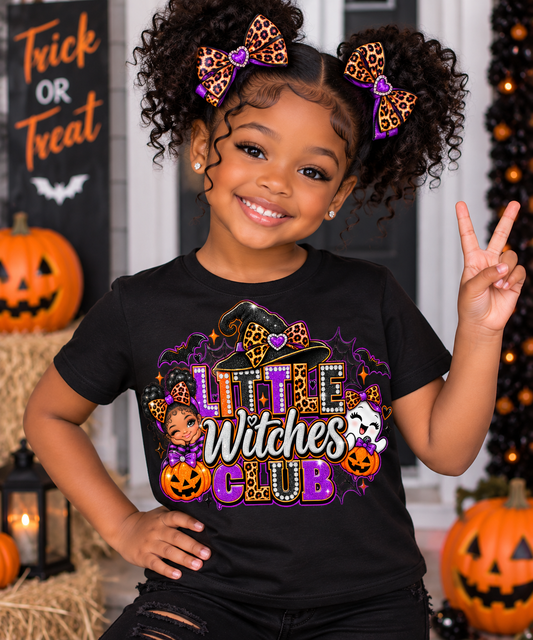Little Witches Club Kids Halloween Graphic Tee